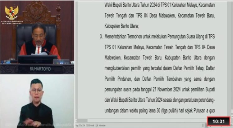 MK Kabulkan Sebagian Gugatan Pilkada Barito Utara