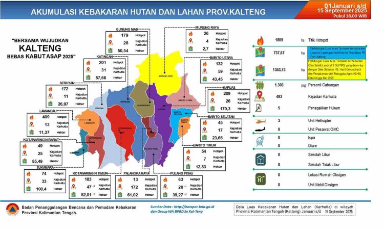 Luas Karhutla di Kalteng Semakin Terkendali, BPBD Perkuat 77 Poslap dan Edukasi Masyarakat